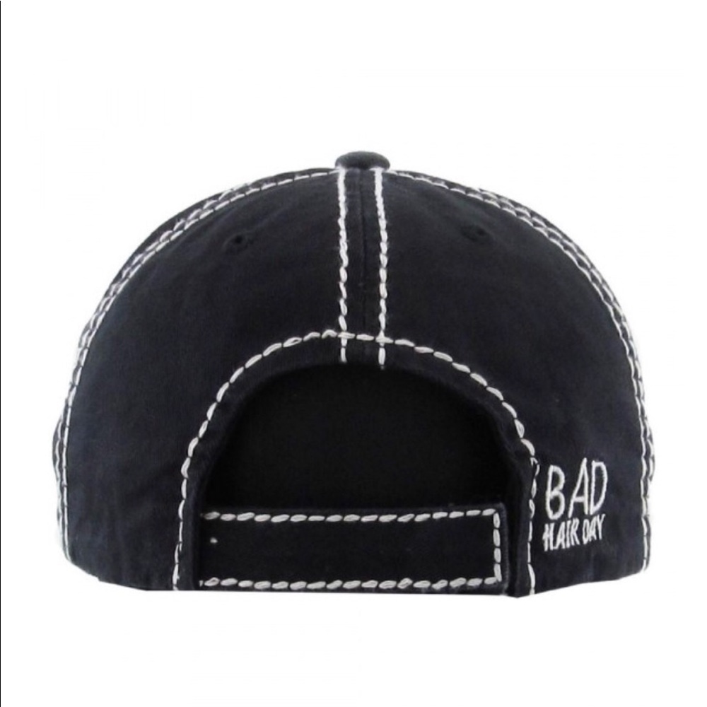 Faded Black Bad Hair Day Vintage Style Baseball - Picture 3 of 5